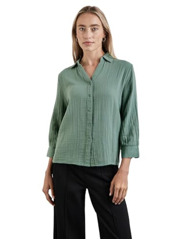 STREET ONE Damen A344955 Musselin-Bluse, Seafoam Green, 40 im Sale